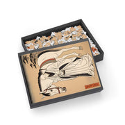 Premium jigsaw puzzle illustrating the Japanese proverb "Praying to a horse", box