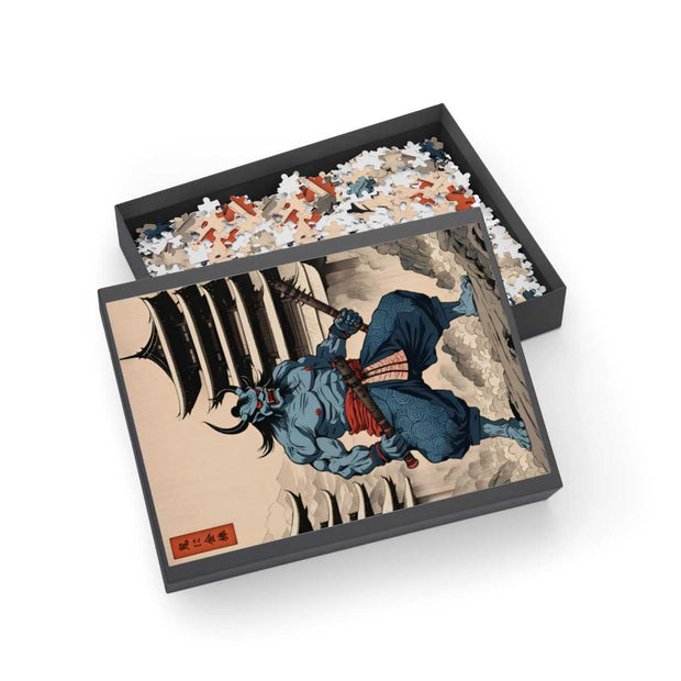 Premium jigsaw puzzle illustrating the Japanese proverb "Rod to an ogre", box