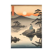 Premium jigsaw puzzle illustrating the Japanese proverb "Seating on a stone", front