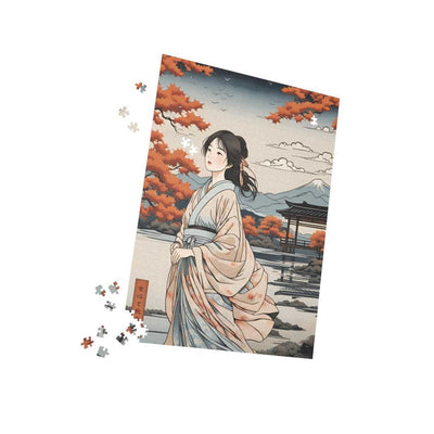 Premium jigsaw puzzle illustrating the Japanese proverb "Women's heart", pieces