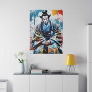 Printed canvas with a colors burst design representing a Kabuki actor, front 30x40 inch