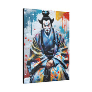 Printed canvas with a colors burst design representing a Kabuki actor, side