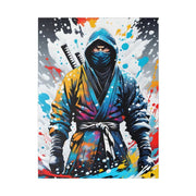 Printed canvas with a colors burst design representing a ninja, front