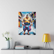Printed canvas with a colors burst design representing a sumo wrestler, front 18x24 inch