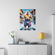 Printed canvas with a colors burst design representing a sumo wrestler, front 24x32 inch