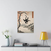 Printed canvas illustrating the Japanese proverb "Even monkeys fall", front 18x24 inch