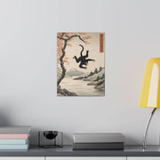 Printed canvas illustrating the Japanese proverb "Even monkeys fall", front 9x12 inch