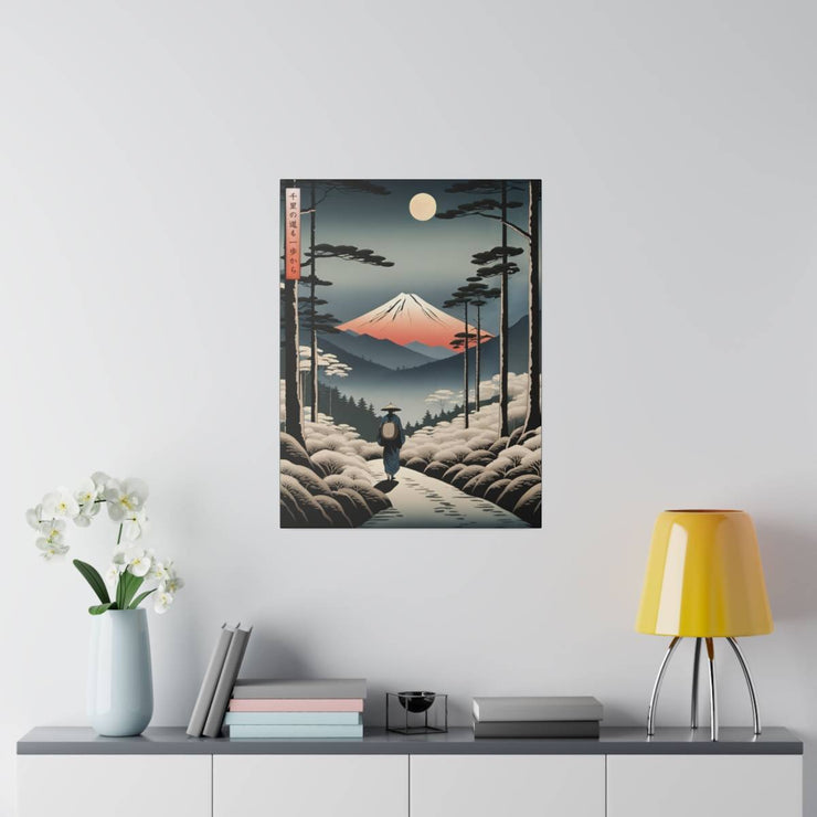 Printed canvas illustrating the Japanese proverb "Journey", front 18x24 inch