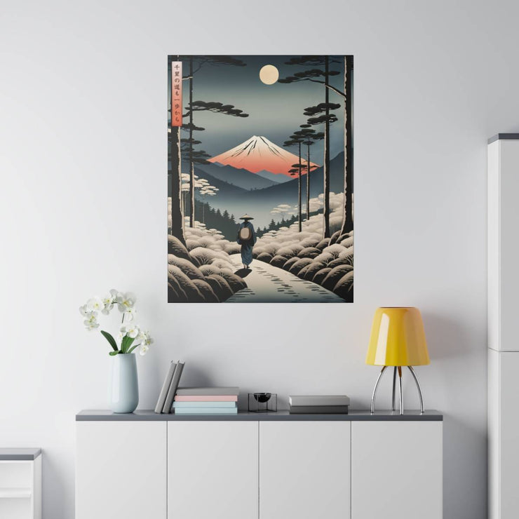 Printed canvas illustrating the Japanese proverb "Journey", front 30x40 inch