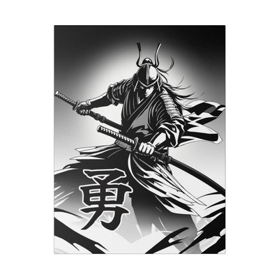 Printed canvas with a samurai design representing the value of bravery, front