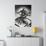 Printed canvas with a samurai design representing the value of bravery, front 30x40 inch