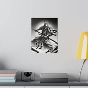 Printed canvas with a samurai design representing the value of bravery, front 9x12 inch