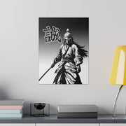 Printed canvas with a samurai design representing the value of honesty, front 12x16 inch