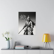 Printed canvas with a samurai design representing the value of honesty, front 18x24 inch