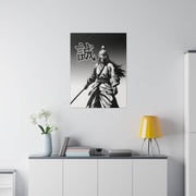 Printed canvas with a samurai design representing the value of honesty, front 24x32 inch