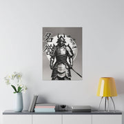 Printed canvas with a samurai design representing the value of honor, front 18x24 inch