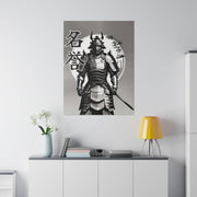 Printed canvas with a samurai design representing the value of honor, front 30x40 inch