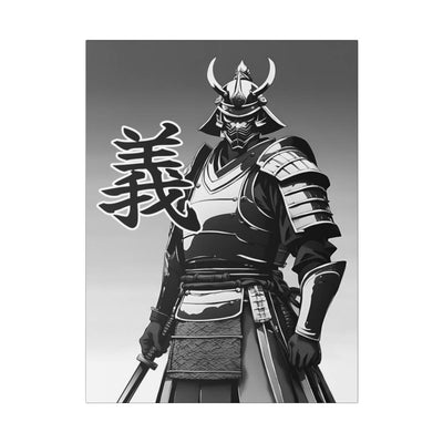 Printed canvas with a samurai design representing the value of integrity, front