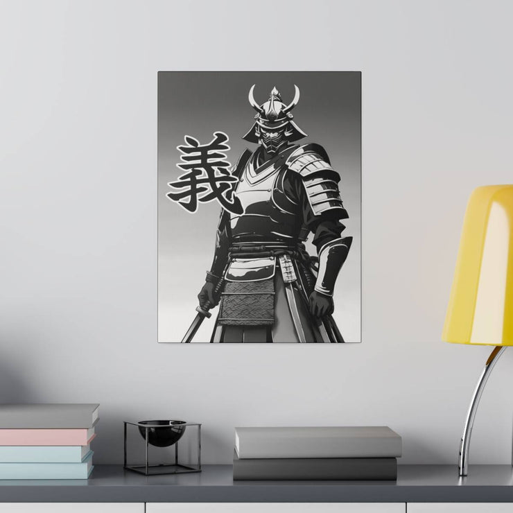 Printed canvas with a samurai design representing the value of integrity, front 12x16 inch