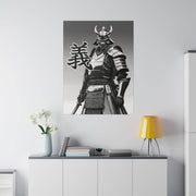 Printed canvas with a samurai design representing the value of integrity, front 30x40 inch