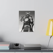 Printed canvas with a samurai design representing the value of integrity, front 9x12 inch