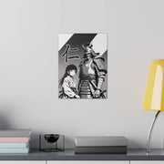 Printed canvas with a samurai design representing the value of kindness and compassion, front 9x12 inch