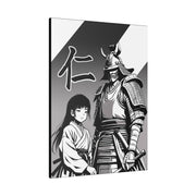 Printed canvas with a samurai design representing the value of kindness and compassion, side