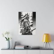 Printed canvas with a samurai design representing the value of loyalty, front 18x24 inch