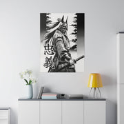 Printed canvas with a samurai design representing the value of loyalty, front 30x40 inch