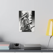 Printed canvas with a samurai design representing the value of loyalty, front 9x12 inch