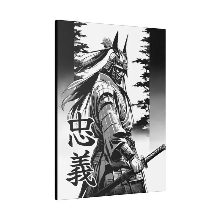 Printed canvas with a samurai design representing the value of loyalty, side