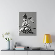 Printed canvas with a samurai design representing the value of respect, front 18x24 inch