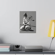 Printed canvas with a samurai design representing the value of respect, front 9x12 inch