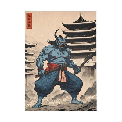 Jigsaw puzzle illustrating the Japanese proverb "Rod to an ogre", front