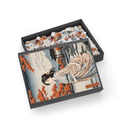 Jigsaw puzzle illustrating the Japanese proverb "Women's heart", box