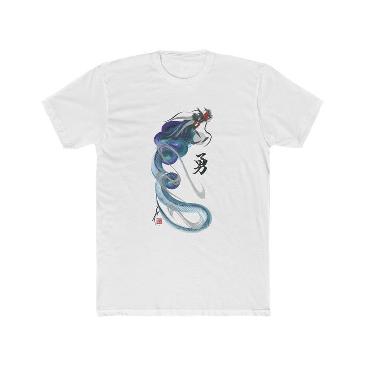 T-shirt - Men - Blue Dragon With "Bravery" Character - white - front