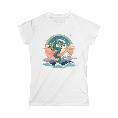 T-shirt for women with a pastel design representing a dragon, white