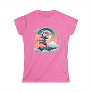 T-shirt for women with a pastel design representing an enchanted place, pink
