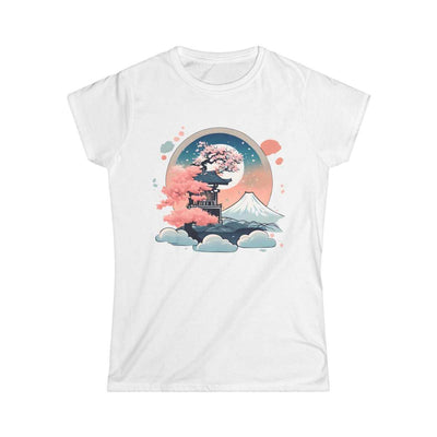 T-shirt for women with a pastel design representing an enchanted place, white