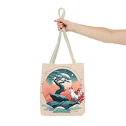 Tote bag with a pastel design representing a kitsune, front 13x13 inch