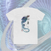 T-shirt - Men - Blue Dragon With "Bravery" Character - white - front with background